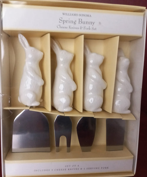 Williams Sonoma Spring Bunny cheese knife set