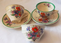 Vintage Burleigh Ware - Art Deco small cups, saucers & sugar bowl