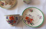 Vintage Burleigh Ware - Art Deco small cups, saucers & sugar bowl