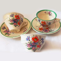 Vintage Burleigh Ware - Art Deco small cups, saucers & sugar bowl