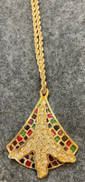 Costume Jewellery Gold Colour Pendant with Matching Necklace