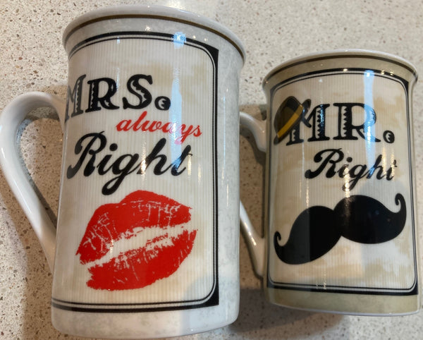 Matching Mr & Mrs Mugs. Never Used.
