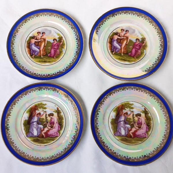 Four Small Vintage Plates - Bohemia China Czecho-Slovakia