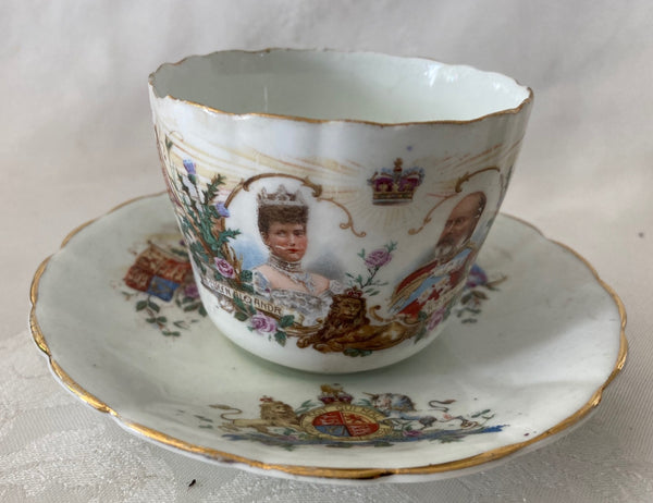 Queen Alexandra and King Edward VII Cup and Saucer (chip and hairline crack on cup)