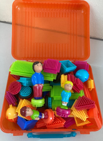 Box of Stickle Brick Blocks and Characters