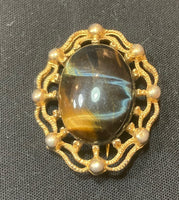 Costume Jewellery Brooch With Tiger’s Eye Stone