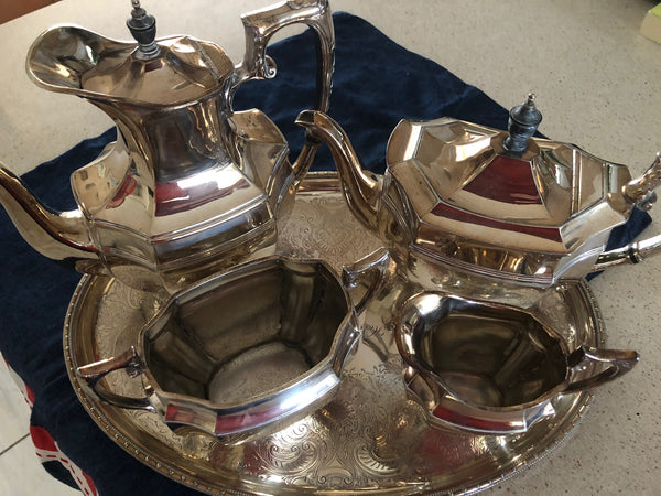 Silver Plated Tea Set on Tray