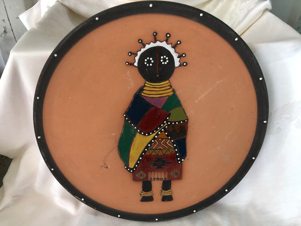 Terracotta Plate with African Design