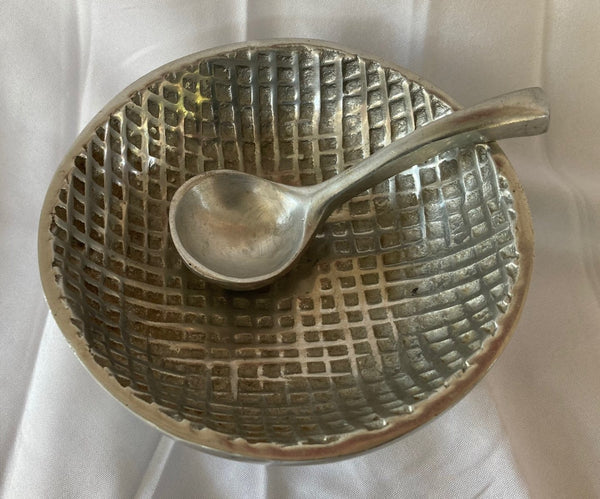 Metal Dish with Spoon