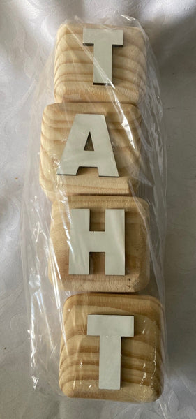 Set of 4 Wooden Blocks with Letters on